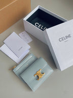 CELINE TRIOMPHE 9 WALLET TWO-IN-ONE GLACIER BLUE CALFSKIN