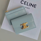 CELINE TRIOMPHE 9 WALLET TWO-IN-ONE GLACIER BLUE CALFSKIN
