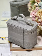 DIOR SMALL 25 TRAVEL VANITY CASE WITH SHOULDER STRAP DOVE GRAY