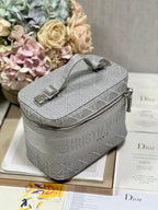 DIOR SMALL 25 TRAVEL VANITY CASE WITH SHOULDER STRAP DOVE GRAY