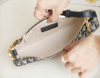 DIOR CD LOUNGE 26 BAG IN BLUE OBLIQUE JACQUARD