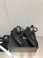 CHANEL MARY JANE WEDGE BLACK LAMBSKIN