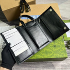 GUCCI CLASP CLUTCH 20 IN BLACK CANVAS AND CALFSKIN