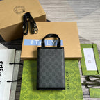 GUCCI CLASP CLUTCH 20 IN BLACK CANVAS AND CALFSKIN