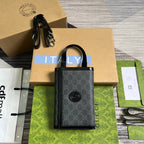 GUCCI CLASP CLUTCH 20 IN BLACK CANVAS AND CALFSKIN