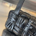 BOTTEGA VENETA SMALL BRICK CASSETTE 23 IN BLACK SOFT LAMBSKIN