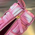 BOTTEGA VENETA SMALL BRICK CASSETTE 23 IN PINK MIX WHITE SOFT LAMBSKIN