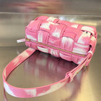 BOTTEGA VENETA SMALL BRICK CASSETTE 23 IN PINK MIX WHITE SOFT LAMBSKIN