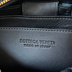 BOTTEGA VENETA SMALL BRICK CASSETTE 23 IN SKY BLUE MIX BLACK LAMBSKIN