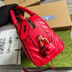 GUCCI MARMONT MATELASSE 27 HANDBAG CHERRY RED CALFSKIN