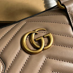 GUCCI MARMONT MATELASSE 27 HANDBAG BEIGE CALFSKIN