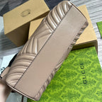 GUCCI MARMONT MATELASSE 27 HANDBAG BEIGE CALFSKIN