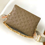 LOUIS VUITTON COUSSIN PM 26 IN BROWN MONOGRAM EMBOSSED LAMBSKIN GOLD HARDWARE