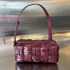 BOTTEGA VENETA SMALL BRICK CASSETTE 23 IN WINE RED SOFT LAMBSKIN