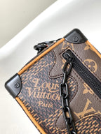 LOUIS VUITTON MINI SOFT TRUNK 18 IN BROWN DAMIER EBENE COATED CANVAS BLACK CHAIN