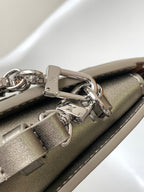 LOUIS VUITTON LV 25S LEXINGTON PREMIUM ORIGINAL HANDBAG 21 IN BEIGE GRAY MOONOGRAM CALFSKIN SHIMMERING METALLIC GOLD
