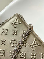 LOUIS VUITTON LV 25S LEXINGTON PREMIUM ORIGINAL HANDBAG 21 IN BEIGE GRAY MOONOGRAM CALFSKIN SHIMMERING METALLIC GOLD