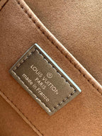 LOUIS VUITTON LV 25S MINI DAUPHINE BAG 20 IN BEIGE GRAY MOONOGRAM CALFSKIN SHIMMERING METALLIC GOLD