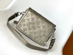 LOUIS VUITTON LV 25S MINI DAUPHINE BAG 20 IN BEIGE GRAY MOONOGRAM CALFSKIN SHIMMERING METALLIC GOLD