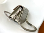LOUIS VUITTON LV 25S MINI DAUPHINE BAG 20 IN BEIGE GRAY MOONOGRAM CALFSKIN SHIMMERING METALLIC GOLD