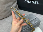 CHANEL 19 FLAP BAG 26 DARK GREY GOATSKIN SILVER HARDWARE