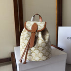 CELINE SMALL FOLCO BACKPACK 20 IN WHITE TRIOMPHE CANVAS