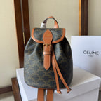 CELINE SMALL FOLCO BACKPACK 20 IN BLACK TRIOMPHE CANVAS