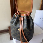 CELINE SMALL FOLCO BACKPACK 20 IN BLACK TRIOMPHE CANVAS