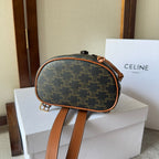 CELINE SMALL FOLCO BACKPACK 20 IN BLACK TRIOMPHE CANVAS