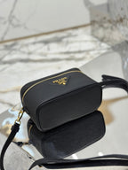 PRADA VANITY CASE 18 IN BLACK GRAINED CALFSKIN GOLD HARDWARE