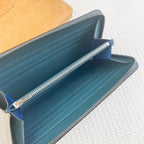 HERMES SILK'IN HOLED CLASSIC WALLET 20 CERULEAN GRAINED CALFSKIN