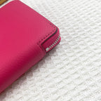 HERMES SILK'IN CLASSIC WALLET 20 RED PINK GRAINED CALFSKIN