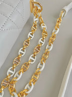 DIOR MINI CHAIN BAG 17 IN WHITE CALFSKIN