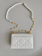 DIOR MINI CHAIN BAG 17 IN WHITE CALFSKIN