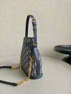DIOR MEDIUM C'EST 24 IN BLUE CD-EMBOSSED OBLIQUE JACQUARD