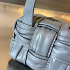 BOTTEGA VENETA SMALL BRICK CASSETTE 23 IN ZINC GRAY SOFT LAMBSKIN