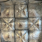 BOTTEGA VENETA SMALL CASSETTE BUCKET 18 IN SILVER METALLIC SOFT LAMBSKIN
