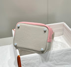 HERMES 25S PICOTIN LOCK 18 IN PINK AND LIGHT GRAY CALFSKIN SILVER HARDWARE
