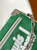 LOUIS VUITTON LV 25S MINI SOFT TRUNK BAG 18 IN FOREST GREEN CALFSKIN SILVER HARDWARE