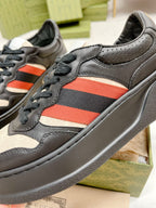 GUCCI TRAINER BLACK AND CREAM CALFSKIN