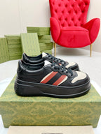 GUCCI TRAINER BLACK AND CREAM CALFSKIN