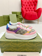 GUCCI TRAINER LIGHT BROWN AND PINK CALFSKIN
