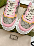 GUCCI TRAINER LIGHT BROWN AND PINK CALFSKIN