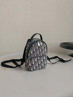 DIOR MINI RIDER BACKPACK 24 BEIGE AND BLACK OBLIQUE JACQUARD