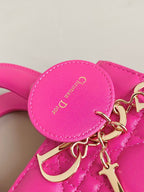 DIOR MEDIUM LADY 20 HANDBAG IN HOT PINK LAMBSKIN