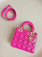 DIOR MEDIUM LADY 20 HANDBAG IN HOT PINK LAMBSKIN