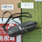 GUCCI OPHIDIA MESSENGER BAG 35 IN GREY BLACK  CALFSKIN