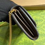 GUCCI BLONDIE INTERLOCK MINI SHOULDER BAG 12 IN BEIGE CANVAS AND DARK BROWN CALFSKIN TRIM