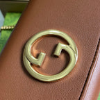 GUCCI BLONDIE SHOULDER BAG 21 IN BRONZE BROWN CALFSKIN GOLD HARDWARE