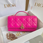 DIOR MICRO LADY 12 BAG IN HOT PINK LAMBSKIN